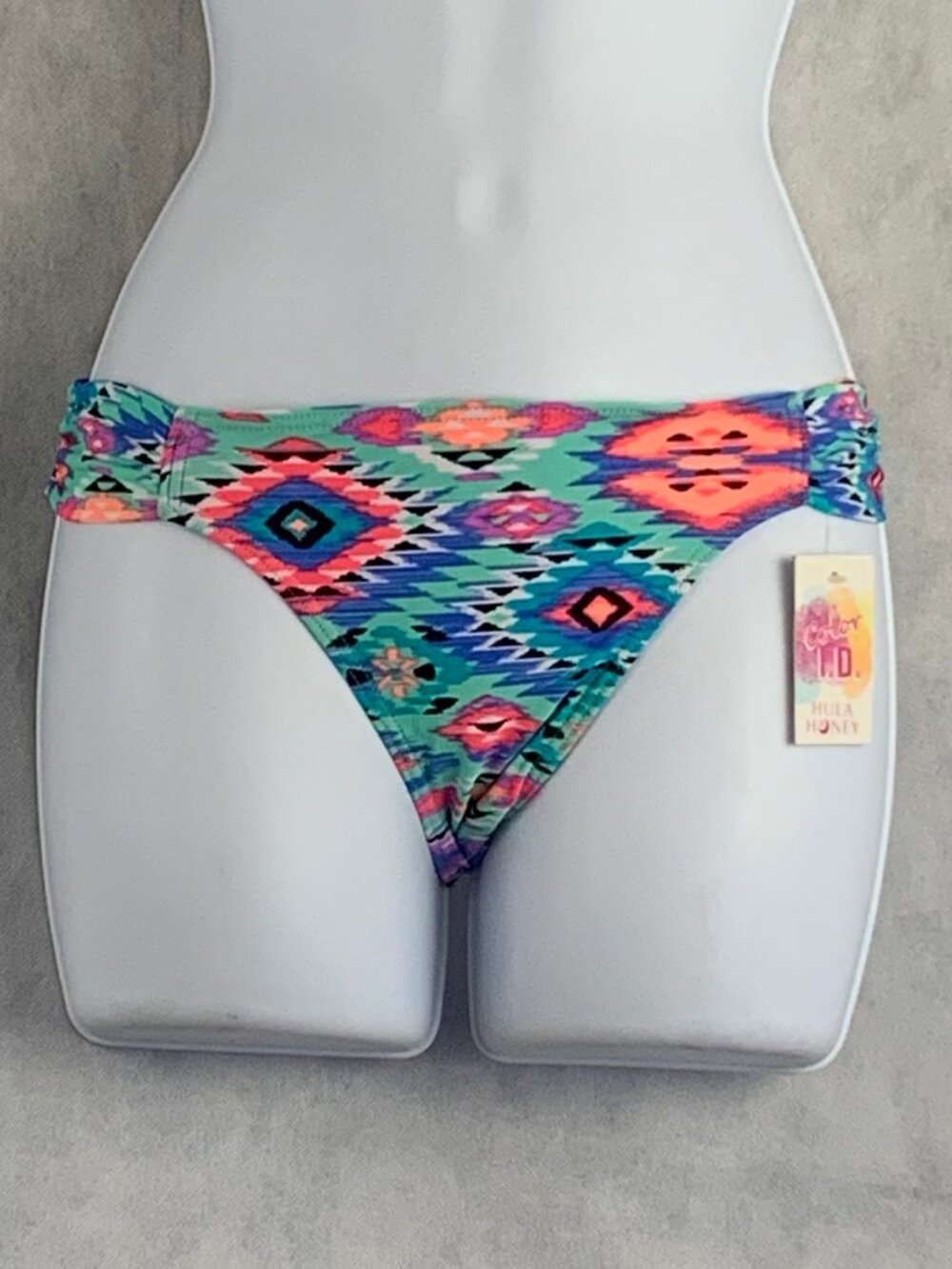 Hula Honey Juniors Side Tab Hipster Bikini Swim Bottom, Colorful Multi, XS
